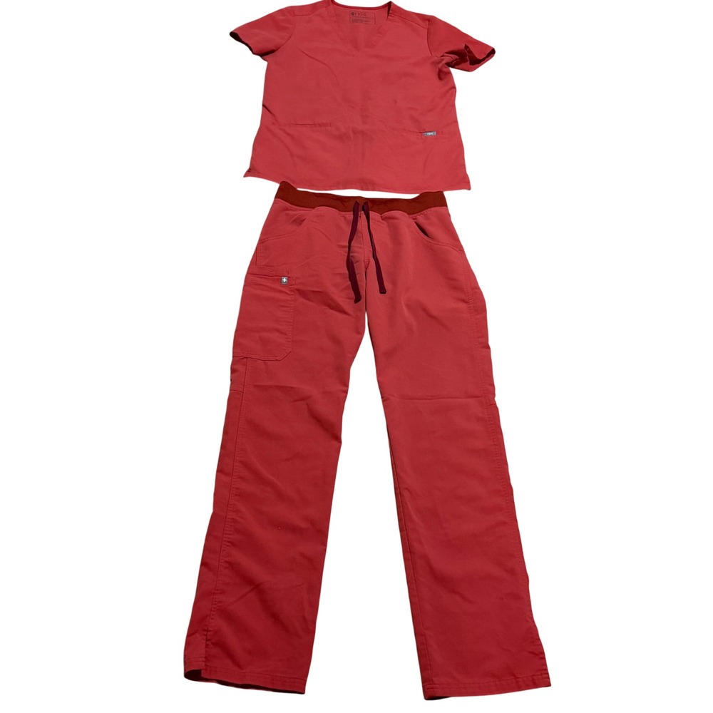 FIGS Clay Scrub Set Catarina Top sz and Kade Cargo Pants sz S Tall Nurse Workwr